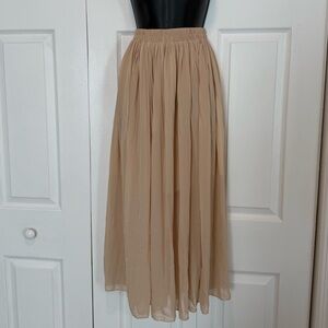 Sand/Tan Chiffon Midi Skirt